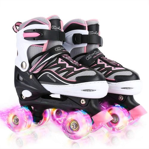  Otw-Cool Adjustable Roller Skates for Girls and Women, All 8 Wheels of Girls Skates Shine, Safe and Fun Illuminating for Kids