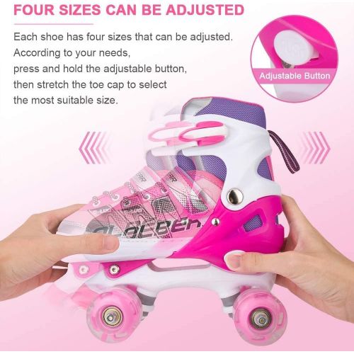  Sowume Adjustable Roller Skates for Girls and Women, All 8 Wheels of Girls Skates Shine, Safe and Fun Illuminating for Kids