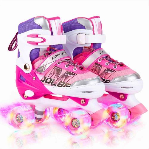  Sowume Adjustable Roller Skates for Girls and Women, All 8 Wheels of Girls Skates Shine, Safe and Fun Illuminating for Kids