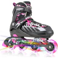 Sowume Adjustable Inline Skates for Girls and Boys, Roller Blades Skates with All Light Up Wheels, Patines para Mujer for Kids and Adults, Men and Women