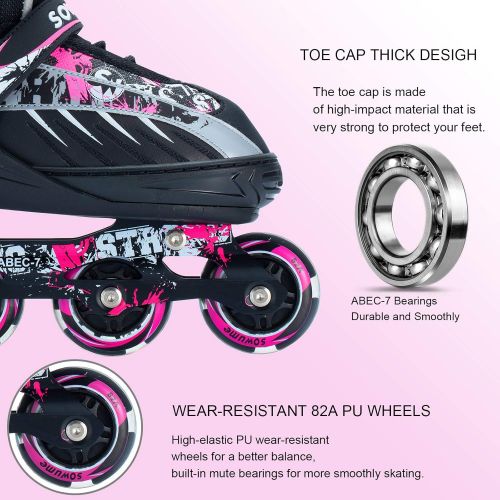  Sowume Adjustable Inline Skates for Girls and Boys, Roller Blades Skates with All Light Up Wheels, Patines para Mujer for Kids and Adults, Men and Women