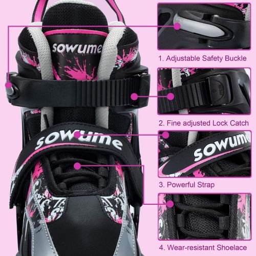  Sowume Adjustable Inline Skates for Girls and Boys, Roller Blades Skates with All Light Up Wheels, Patines para Mujer for Kids and Adults, Men and Women