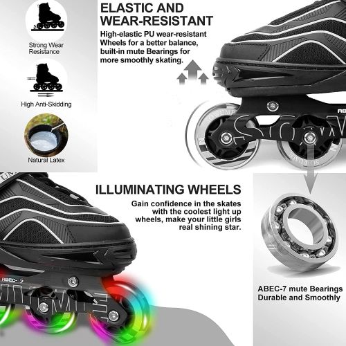  Sowume Adjustable Roller Blades Skates Girls, Boys and for Kids, Adults, Outdoor Inline Skates for Women Men with Full Illuminating; Safe and Durable patines para Mujer y Hombre ad