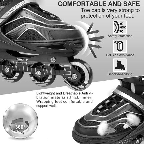  Sowume Adjustable Roller Blades Skates Girls, Boys and for Kids, Adults, Outdoor Inline Skates for Women Men with Full Illuminating; Safe and Durable patines para Mujer y Hombre ad