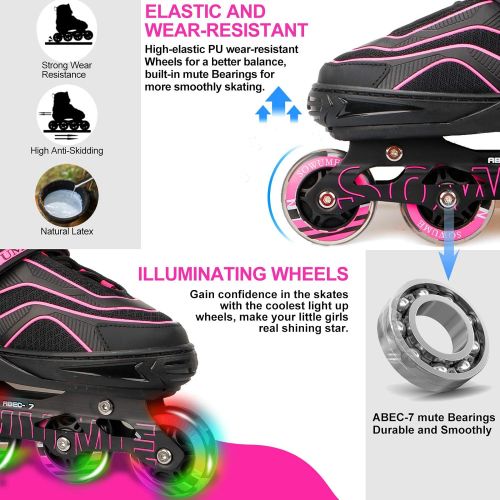  Sowume Adjustable Roller Blades Skates Girls, Boys and for Kids, Adults, Outdoor Inline Skates for Women Men with Full Illuminating; Safe and Durable patines para Mujer y Hombre ad