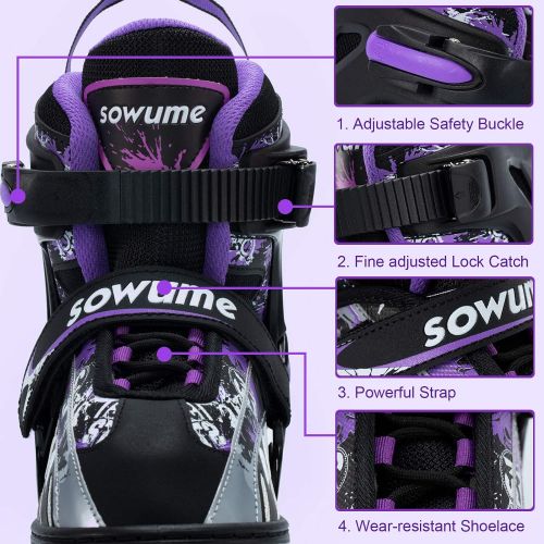  Sowume Adjustable Inline Skates for Girls and Boys, Roller Blades Skates with All Light Up Wheels, Patines para Mujer for Kids and Adults, Men and Women