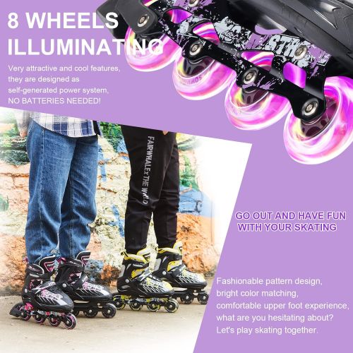  Sowume Adjustable Inline Skates for Girls and Boys, Roller Blades Skates with All Light Up Wheels, Patines para Mujer for Kids and Adults, Men and Women