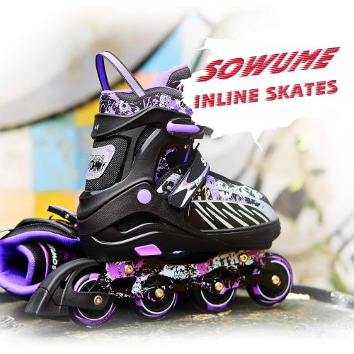  Sowume Adjustable Inline Skates for Girls and Boys, Roller Blades Skates with All Light Up Wheels, Patines para Mujer for Kids and Adults, Men and Women