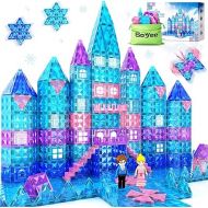 Frozen Toys for Girls Magnetic Tiles 102pcs with 2 Stairs 2 Dolls Princess Castle Building Toys Girls Toys Age 4-5 6-8 Magnetic Blocks Birthday Gifts & Toys for 3 4 5 6 7 8+ Year Old
