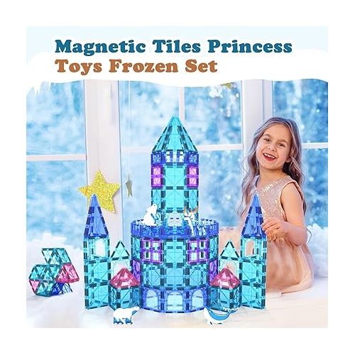  Frozen Toys Arctic Animal Magnetic Tiles Pretend Play Kids Games Magnetic Toys Magnet Building Blocks Kids Toys for Toddlers Classroom Supplies for STEM Learning and Fun