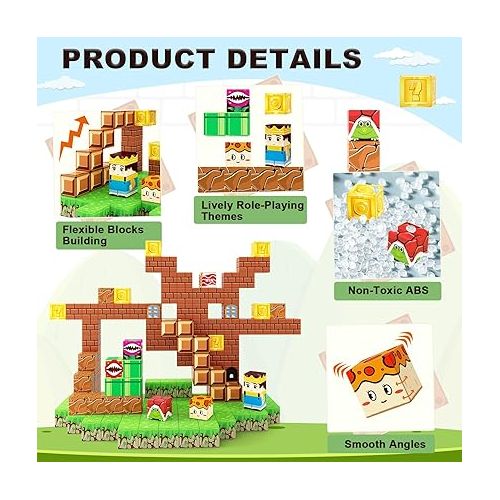  Magnetic Blocks Building Toys 108PCS - Build Mine Magnet World Set, Magnetic Toys for Boys & Girls Ages 3-5 5-7 8-10, Buildable Game Elements Gifts