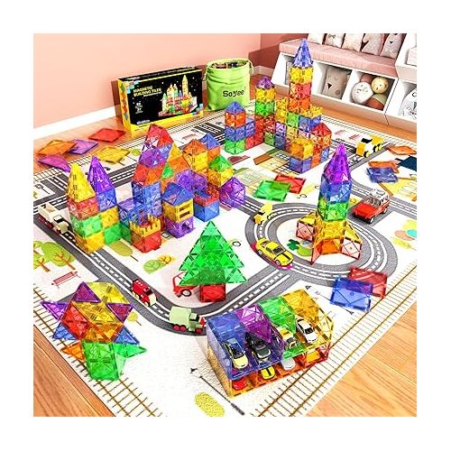  Magnet Toys for 3 Year Old Boys and Girls Magnetic Tiles Building Blocks STEM Learning Toys Sensory Montessori Toys for Toddlers Kids
