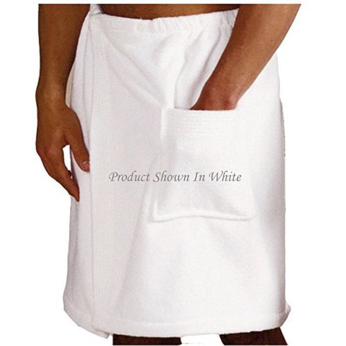  Spa & Resort Mens 23 Inch Terry Bath Wrap - Shower Wrap - Towel Wrap 100% Cotton. White