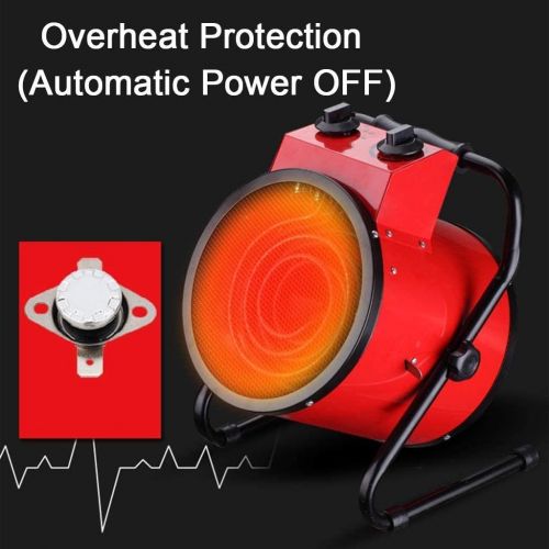  3KW Industrial Workshop Fan Heater, Household Electric Heater, High-power Adjustable Thermostat Heater Dryer, Powerful Space Heaters For Indoors (Color : Red, Size : 3KW(27 caliber