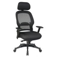 Space Seating SPACE Seating AirGrid Dark Back and Padded Black Mesh Seat, 2-to-1 Synchro Tilt Control, Adjustable Arms and Tilt Tension Nylon Base Managers Chair with Adjustable Headrest
