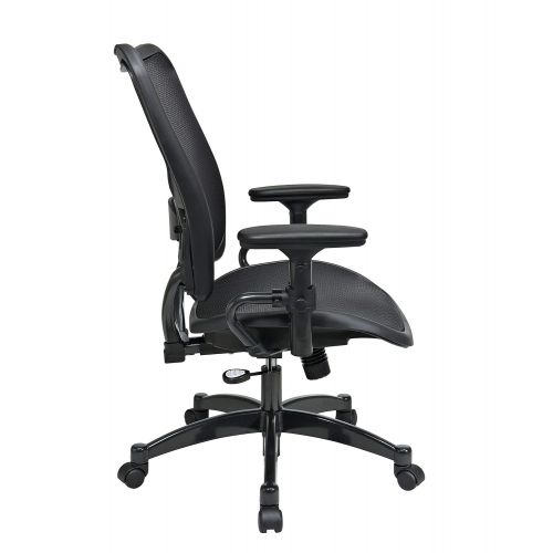  Space Seating SPACE Seating Deluxe AirGrid Dark Back and Seat, 2-to-1 Synchro Tilt Control, Adjustable Arms, Tilt Tension and Lumbar Support with Gunmetal Finish Base Managers Chair