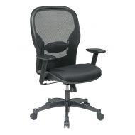 Space Seating SPACE Seating Breathable Mesh Black Back and Padded Mesh Seat, 2-to-1 Synchro Tilt Control, Adjustable Arms and Lumbar Support with Gunmetal Finish Base Managers Chair