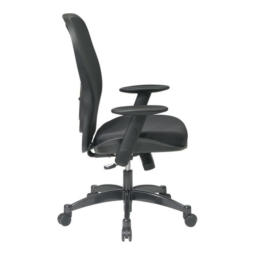  Space Seating SPACE Seating Breathable Mesh Black Back and Padded Mesh Seat, 2-to-1 Synchro Tilt Control, Adjustable Arms and Lumbar Support with Gunmetal Finish Base Managers Chair