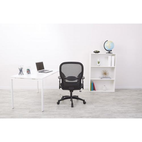  Space Seating SPACE Seating Breathable Mesh Black Back and Padded Mesh Seat, 2-to-1 Synchro Tilt Control, Adjustable Arms and Lumbar Support with Gunmetal Finish Base Managers Chair