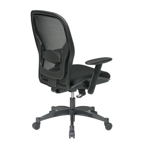  Space Seating SPACE Seating Breathable Mesh Black Back and Padded Mesh Seat, 2-to-1 Synchro Tilt Control, Adjustable Arms and Lumbar Support with Gunmetal Finish Base Managers Chair