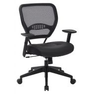 Space Seating SPACE Seating Professional AirGrid Dark Back and Padded Black Eco Leather Seat, 2-to-1 Synchro Tilt Control, Adjustable Arms and Tilt Tension with Nylon Base Managers Chair