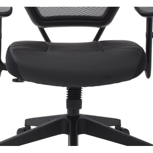  Space Seating SPACE Seating Professional AirGrid Dark Back and Padded Black Eco Leather Seat, 2-to-1 Synchro Tilt Control, Adjustable Arms and Tilt Tension with Nylon Base Managers Chair