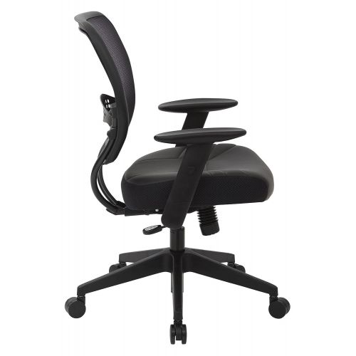  Space Seating SPACE Seating Professional AirGrid Dark Back and Padded Black Eco Leather Seat, 2-to-1 Synchro Tilt Control, Adjustable Arms and Tilt Tension with Nylon Base Managers Chair