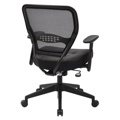  Space Seating SPACE Seating Professional AirGrid Dark Back and Padded Black Eco Leather Seat, 2-to-1 Synchro Tilt Control, Adjustable Arms and Tilt Tension with Nylon Base Managers Chair