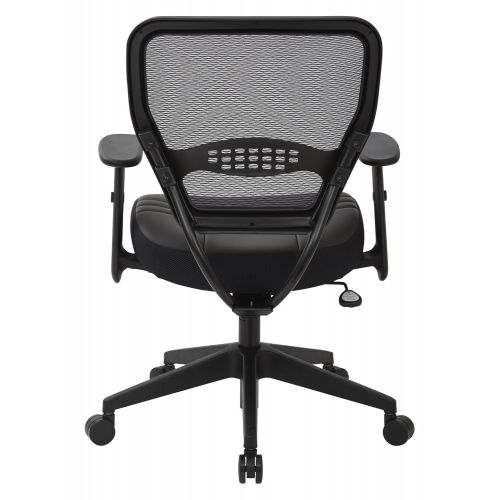  Space Seating SPACE Seating Professional AirGrid Dark Back and Padded Black Eco Leather Seat, 2-to-1 Synchro Tilt Control, Adjustable Arms and Tilt Tension with Nylon Base Managers Chair