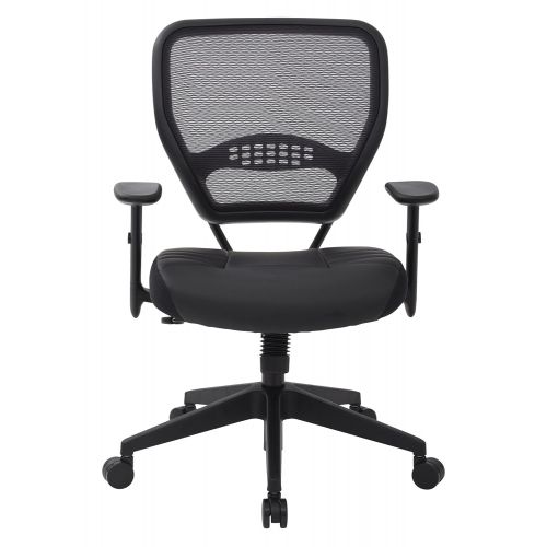  Space Seating SPACE Seating Professional AirGrid Dark Back and Padded Black Eco Leather Seat, 2-to-1 Synchro Tilt Control, Adjustable Arms and Tilt Tension with Nylon Base Managers Chair