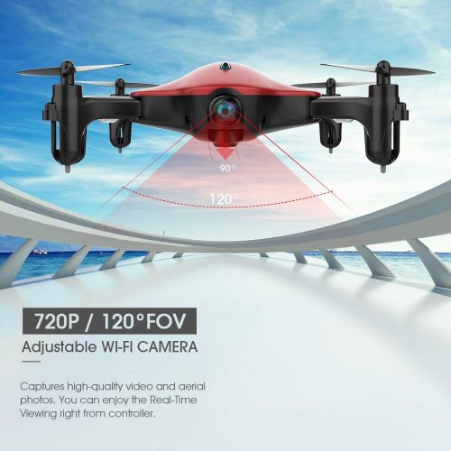  [아마존베스트]Drone for Kids, Spacekey FPV Wi-Fi Drone with Camera 720P HD, Real-time Video Feed, Great Drone for Beginners, Quadcopter Drone with Altitude Hold, One-Key Take-Off, Landing Foldab