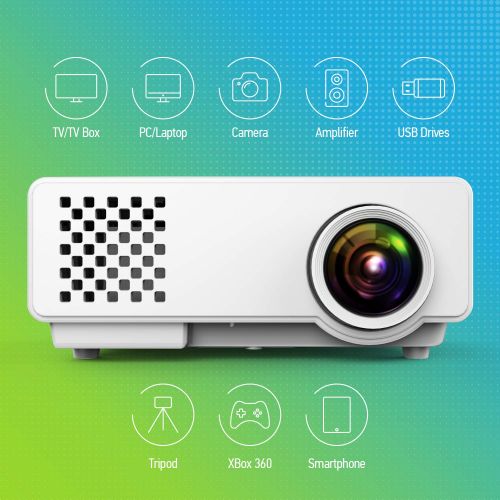  Projector, Spacekey RD-815 LED Mini Video Projector for Multimedia Home Theater, Supports 1080P, Laptops, Smartphones, Amazon Fire TV Stick & DVDs via HDMI, USB, VGA & AV