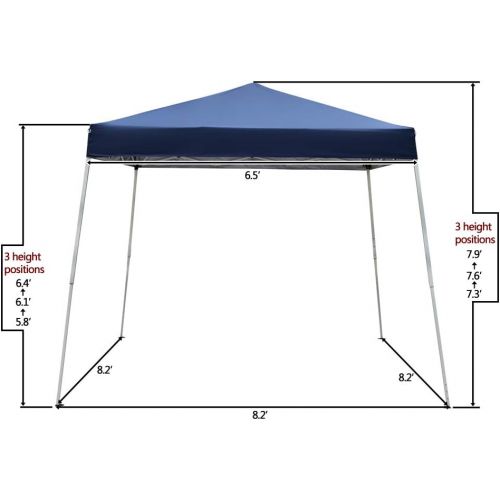  Spaco Portable Waterproof Folding Tent Shade Tent Sun Shelter Blue for Household, Wedding, Party (2.4 x 2.4m)