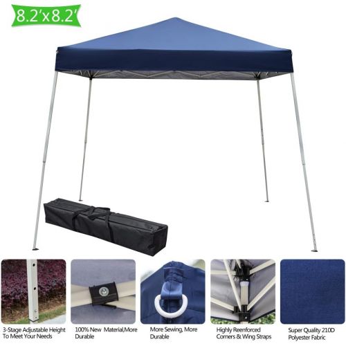  Spaco Portable Waterproof Folding Tent Shade Tent Sun Shelter Blue for Household, Wedding, Party (2.4 x 2.4m)