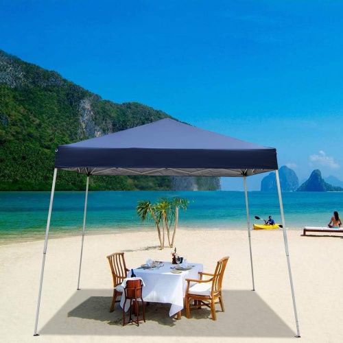  Spaco Portable Waterproof Folding Tent Shade Tent Sun Shelter Blue for Household, Wedding, Party (2.4 x 2.4m)