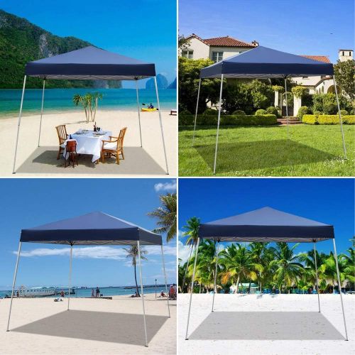  Spaco Portable Waterproof Folding Tent Shade Tent Sun Shelter Blue for Household, Wedding, Party (2.4 x 2.4m)