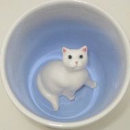 SpademanPottery White Cat Surprise Mug (Made to Order)