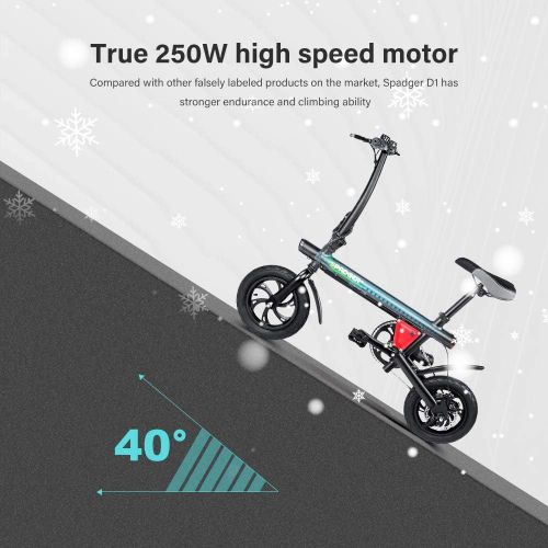  [아마존 핫딜] Spadger Folding Lightweight Electric Bike, Max Speed Up to 15Mph with 21 Miles Range, 12 Wheels Portable Ebike with Pedal, Power Assist Aluminum Electric Bycicle/E-Bike/Scooter