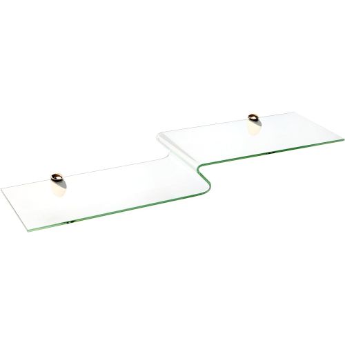  Spancraft Glass Kingbird Bent Glass Shelf, Chrome Bracket, 8 x 32