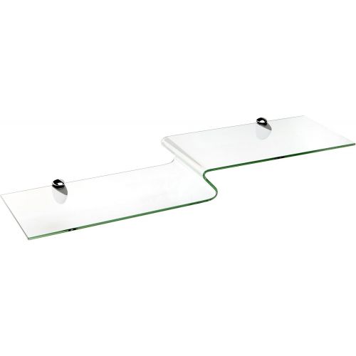  Spancraft Glass Kingbird Bent Glass Shelf, Chrome Bracket, 8 x 32