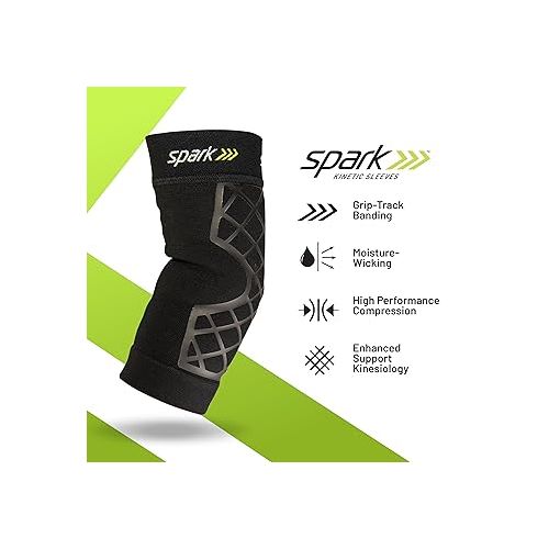  Spark Kinetic Elbow - Arm Sleeve for Tennis, Golfing, Basketball & More - Elbow Brace for Men & Women - Compression Sleeve with Embedded Kinesiology Tape - Medium