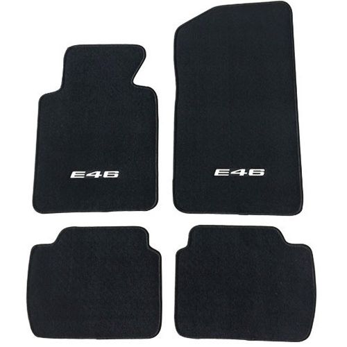  Spark Floor Mat Compatible With 1999-2005 BMW E46 Logo 3-Series | Factory Fitment Floor Mats Carpet Front & Rear Nylon by IKON MOTORSPORTS | ?2000 2001 2002 2003 2004