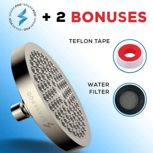  SparkPod Shower Head - California Compliant 1.8 GPM - High Pressure Rain Brushed Nickel - Luxury Modern Look - Easy Tool Free Installation - Perfect Adjustable Replacement For Your