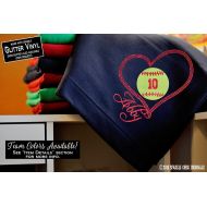SparkleChikOriginals Softball Gift Stadium Blanket with Custom Number & Name, Personalized Heart Blanket, Softball Player Gift, High School Softball Team Gift