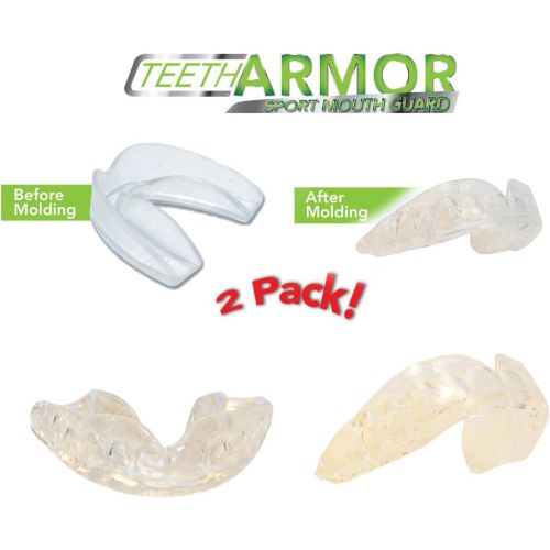  Sparkling White Smiles Professional Sport Mouth Guards- 2 Pack - No BPA - Safe Clear Color - No Color Additive - Athletic Teeth Mouth Guards - Fit Any Mouth Size - Custom Fit - Free carrying case include