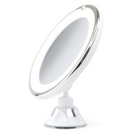 Sparrow Decor Lighted Makeup Mirror 7X Daylight LED Wall Mount Mirror with Locking Suction Cup and Rotating Adjustable Tilting Arm Folds Into Travel Magnifying Mirror - Illuminated