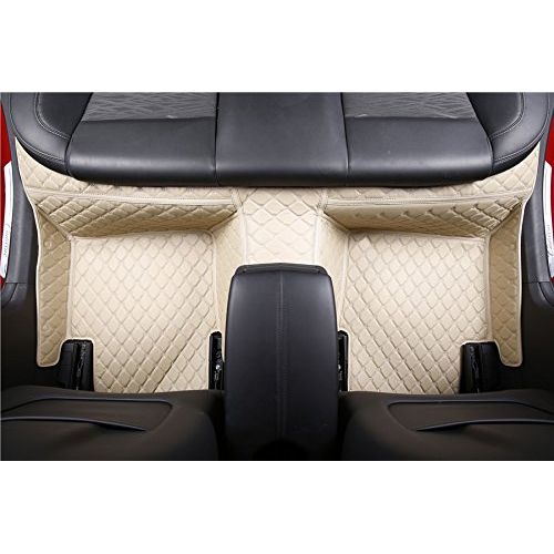 Spartan Autotec - Floor Liners Front and Second RowSeats 3pcsfor Tesla Model S - King Diamond Series - Harmony Cream