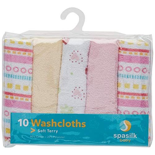  [아마존베스트]Spasilk Washcloths, Pink Stripes, 10 Count