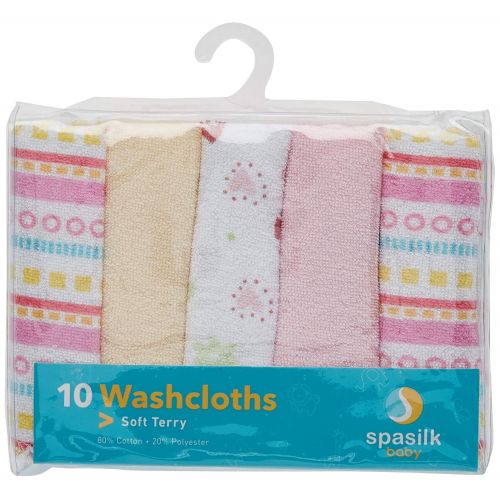  [아마존베스트]Spasilk Washcloths, Pink Stripes, 10 Count