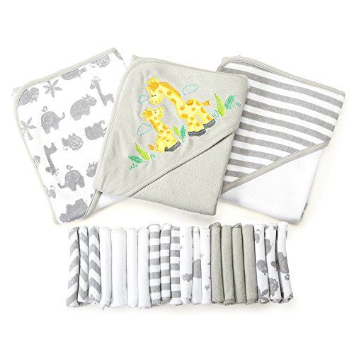  [아마존베스트]Spasilk 23-Piece Essential Baby Bath Gift Set, Grey